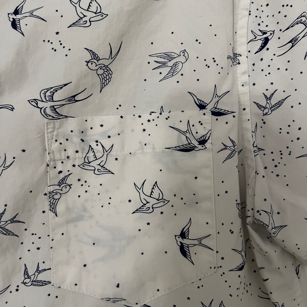 Denim & Flower Sparrow Print Button Down Shirt - Picture 3 of 5